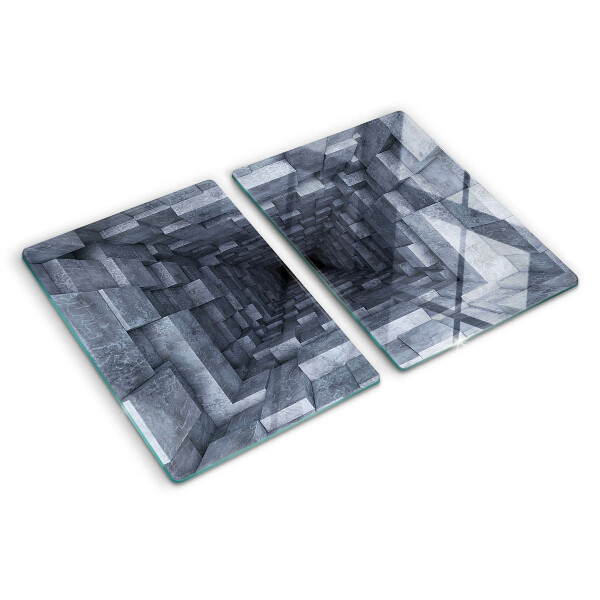 Tagliere in vetro temperato con stampa che crea l'illusione di un buco profondo