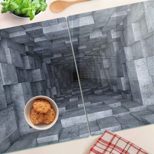 Tagliere in vetro temperato con stampa che crea l'illusione di un buco profondo