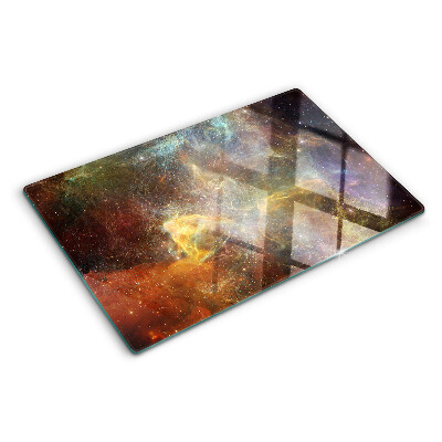 Tagliere in vetro temperato con stampa a motivo paesaggio cosmico galattico