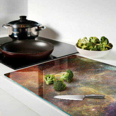 Tagliere in vetro temperato con stampa a motivo paesaggio cosmico galattico