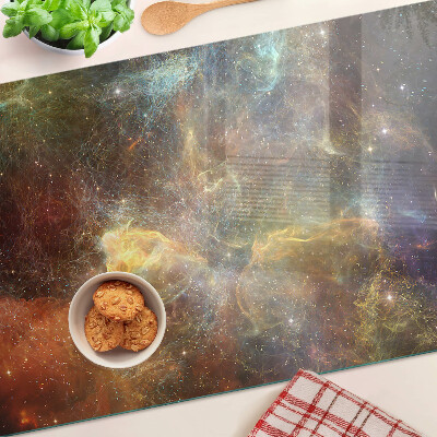 Tagliere in vetro temperato con stampa a motivo paesaggio cosmico galattico