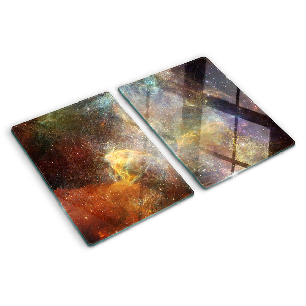 Tagliere in vetro temperato con stampa a motivo paesaggio cosmico galattico