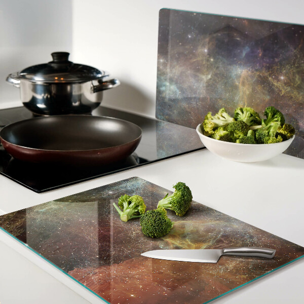 Tagliere in vetro temperato con stampa a motivo paesaggio cosmico galattico