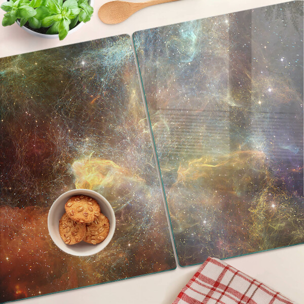Tagliere in vetro temperato con stampa a motivo paesaggio cosmico galattico