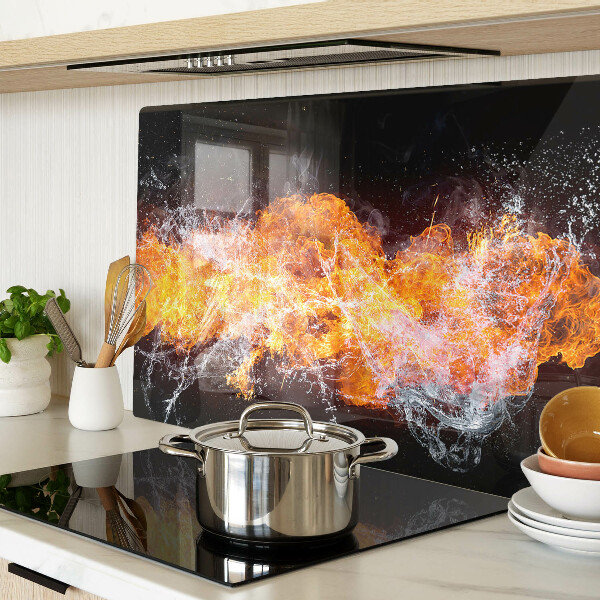 Tagliere in vetro con motivo Fuoco e Acqua