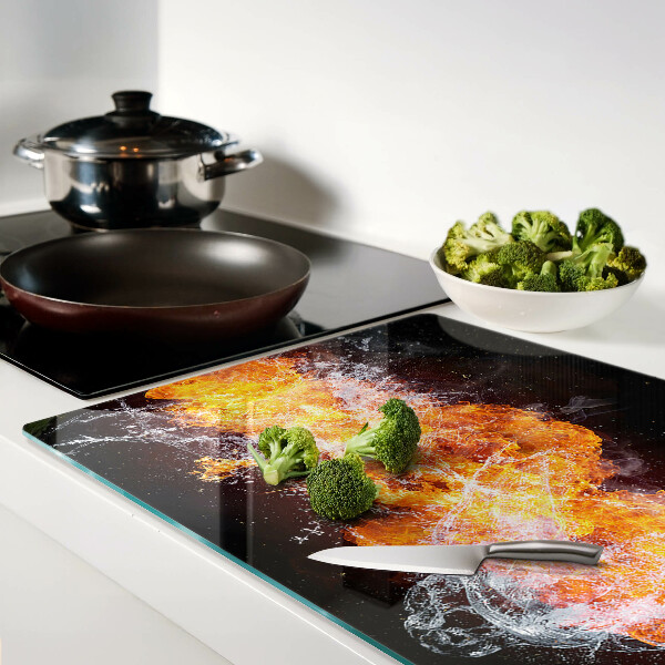 Tagliere in vetro con motivo Fuoco e Acqua