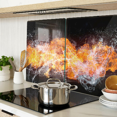 Tagliere in vetro con motivo Fuoco e Acqua