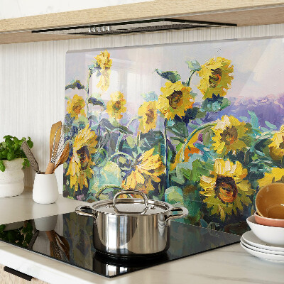 Tagliere in vetro temperato con motivo girasoli in giardino