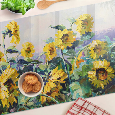 Tagliere in vetro temperato con motivo girasoli in giardino