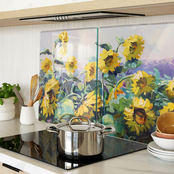 Tagliere in vetro temperato con motivo girasoli in giardino