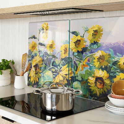 Tagliere in vetro temperato con motivo girasoli in giardino