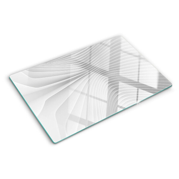 Tagliere in vetro temperato con motivo a onde e linee nei toni del grigio