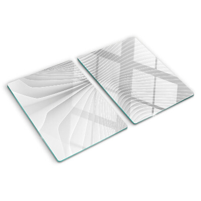Tagliere in vetro temperato con motivo a onde e linee nei toni del grigio