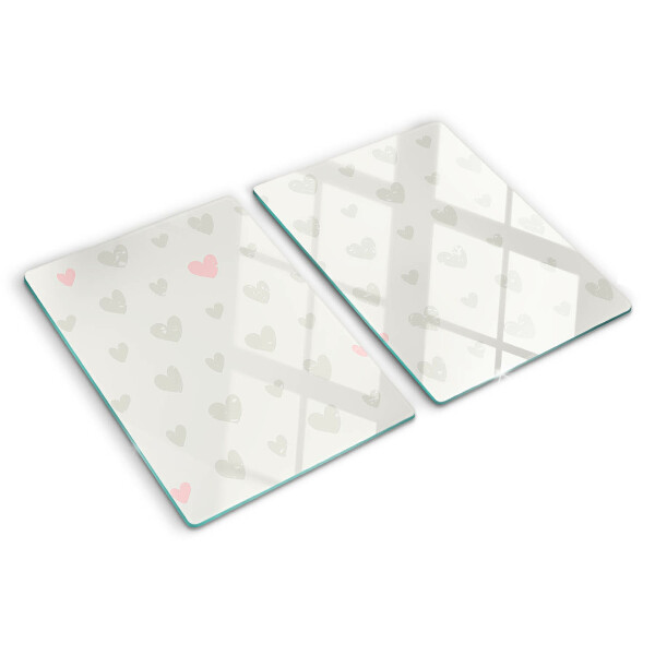 Tagliere in vetro temperato con motivo di cuoricini in diversi colori