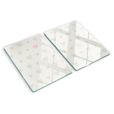 Tagliere in vetro temperato con motivo di cuoricini in diversi colori