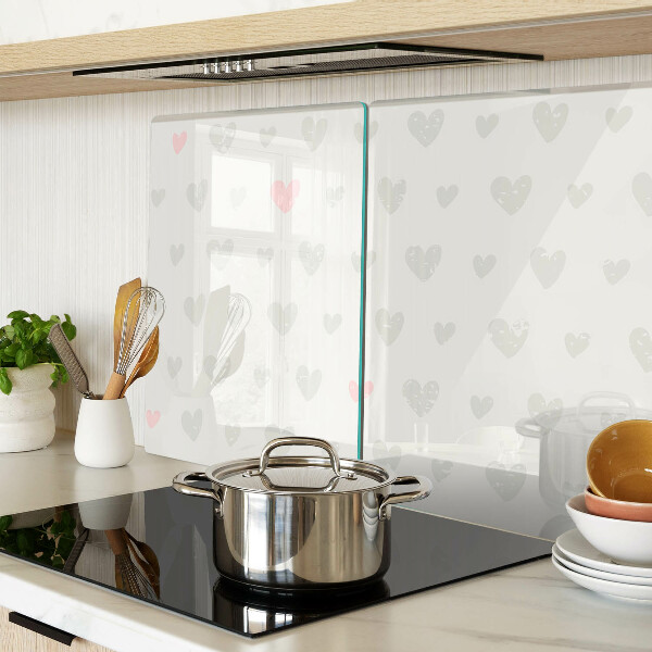 Tagliere in vetro temperato con motivo di cuoricini in diversi colori