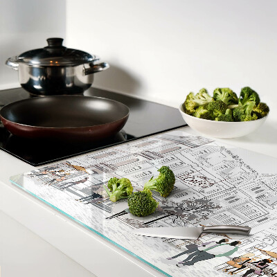 Tagliere in vetro temperato con stampa raffigurante una scena di caffè in città