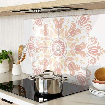 Tagliere in vetro temperato con stampa a mandala nei toni del rosa