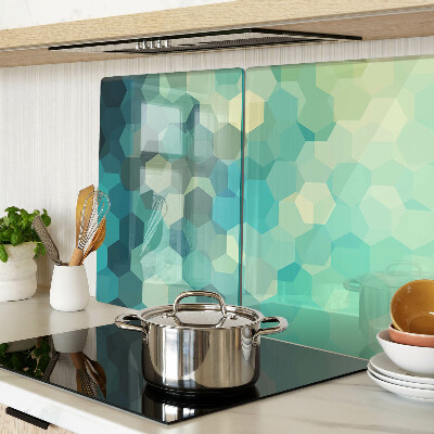 Tagliere in vetro temperato con motivo a esagoni nei toni dell'azzurro