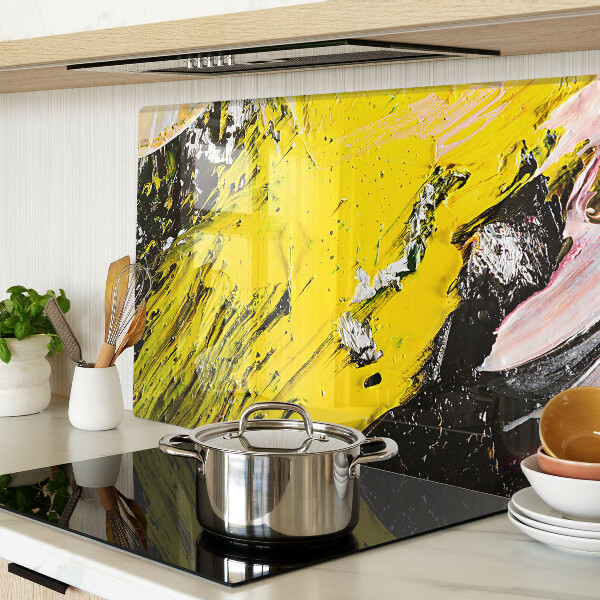 Tagliere in vetro con paesaggio astratto dai colori intensi