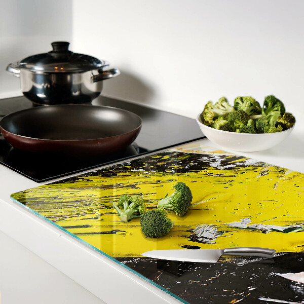 Tagliere in vetro con paesaggio astratto dai colori intensi