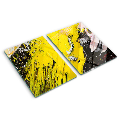 Tagliere in vetro con paesaggio astratto dai colori intensi