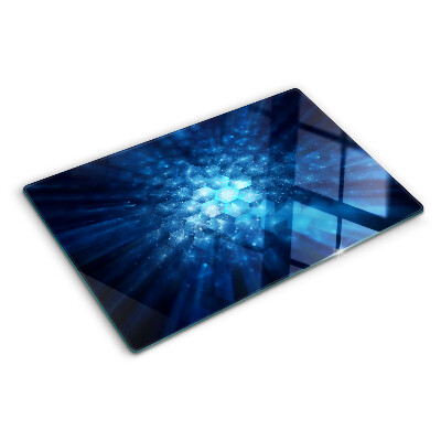 Tagliere in vetro temperato con motivo Raggi di luce blu