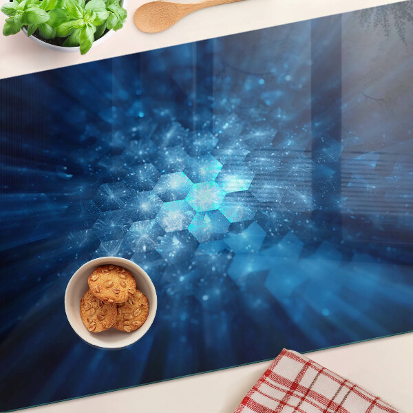 Tagliere in vetro temperato con motivo Raggi di luce blu
