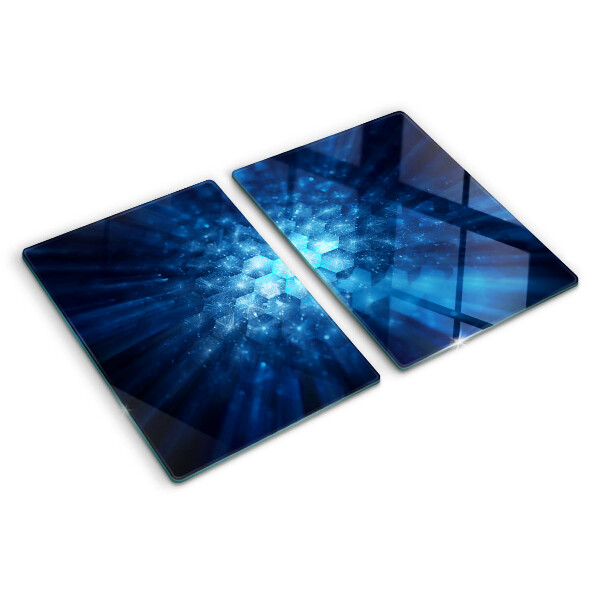 Tagliere in vetro temperato con motivo Raggi di luce blu