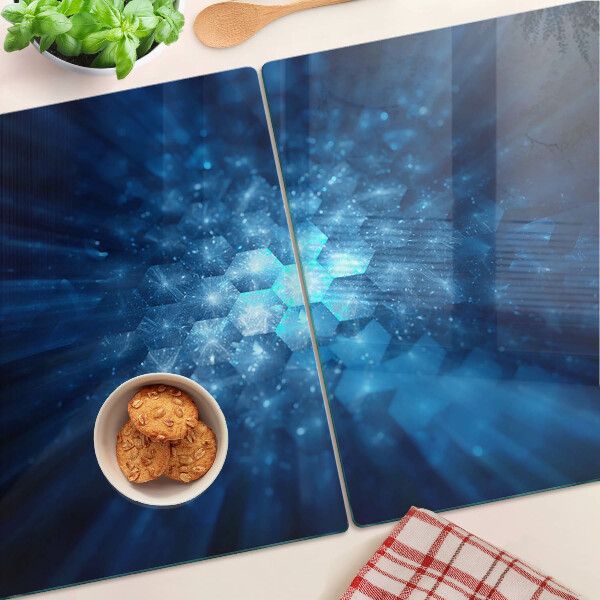 Tagliere in vetro temperato con motivo Raggi di luce blu