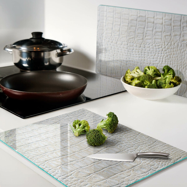 Tagliere in vetro temperato con motivo pelle di coccodrillo