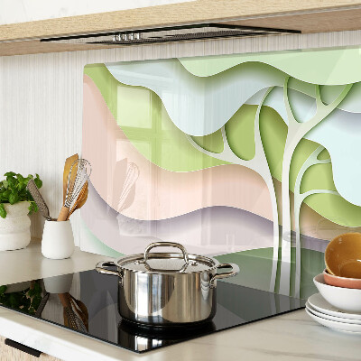 Tagliere in vetro temperato con motivo a onde astratte nei colori pastello