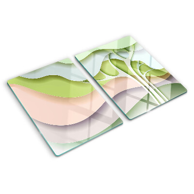 Tagliere in vetro temperato con motivo a onde astratte nei colori pastello