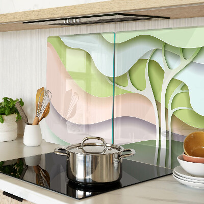 Tagliere in vetro temperato con motivo a onde astratte nei colori pastello