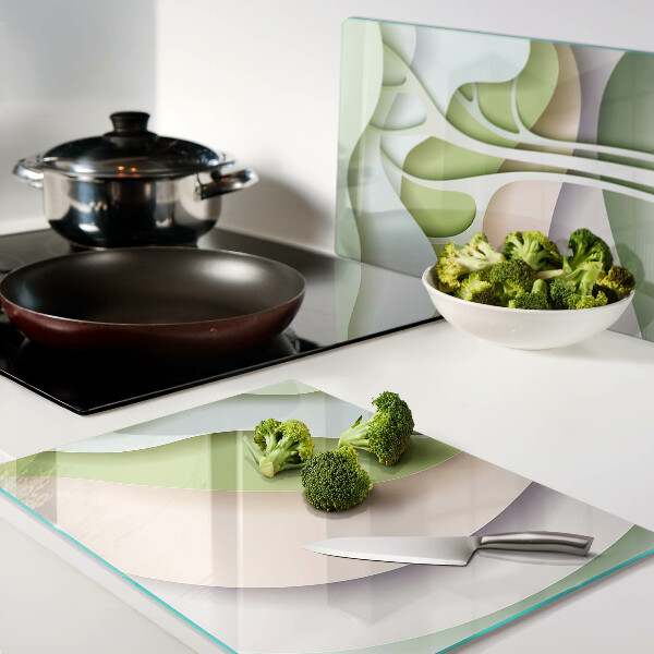 Tagliere in vetro temperato con motivo a onde astratte nei colori pastello