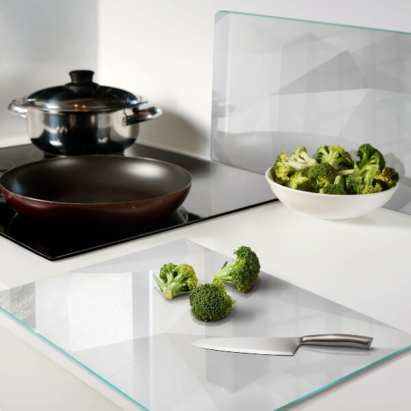 Tagliere in vetro temperato con motivi geometrici nei toni del grigio