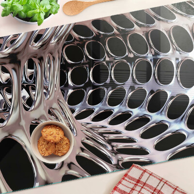 Tagliere in vetro temperato con motivo a rete astratta