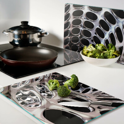 Tagliere in vetro temperato con motivo a rete astratta