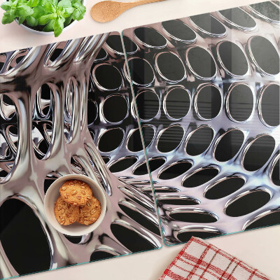 Tagliere in vetro temperato con motivo a rete astratta