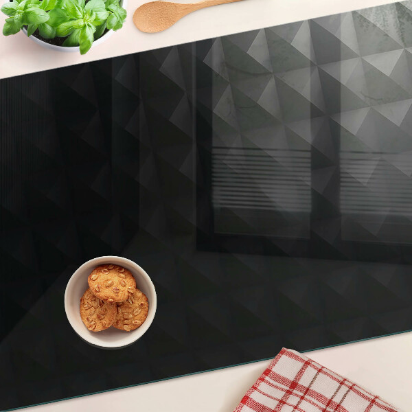 Tagliere in vetro temperato con motivo geometrico nei toni del nero
