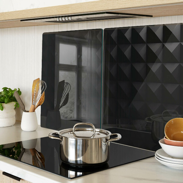 Tagliere in vetro temperato con motivo geometrico nei toni del nero