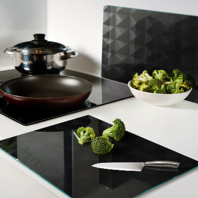 Tagliere in vetro temperato con motivo geometrico nei toni del nero