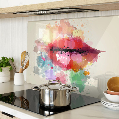 Tagliere in vetro temperato con bordo decorato con macchie colorate