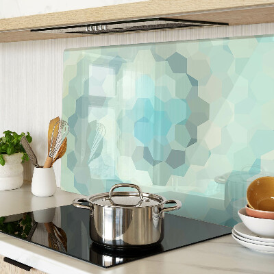 Tagliere in vetro con motivo a forme geometriche nei toni del blu