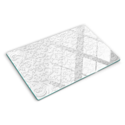 Tagliere in vetro temperato con motivo floreale e dettagli ondulati