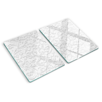 Tagliere in vetro temperato con motivo floreale e dettagli ondulati