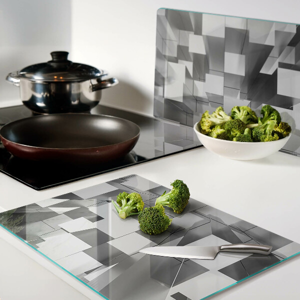 Tagliere in vetro con motivo di forme geometriche astratte