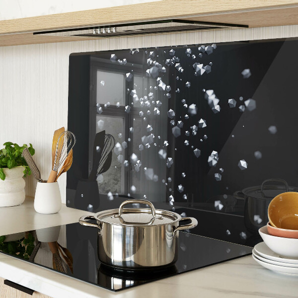 Tagliere in vetro temperato con motivo di bolle di cristallo su sfondo nero