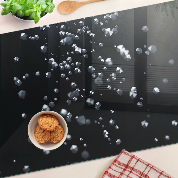 Tagliere in vetro temperato con motivo di bolle di cristallo su sfondo nero