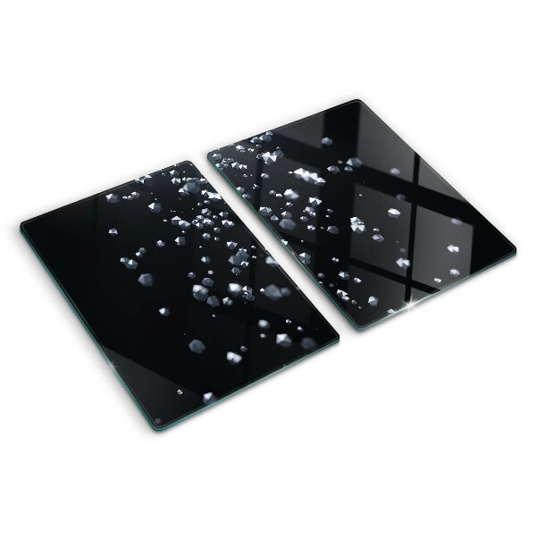 Tagliere in vetro temperato con motivo di bolle di cristallo su sfondo nero